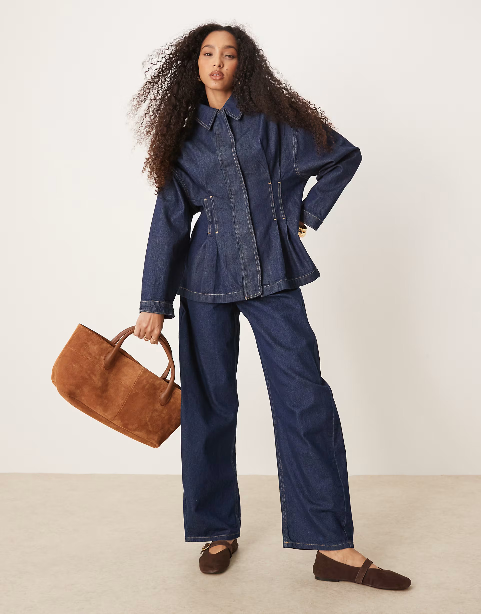 ASOS DESIGN denim cinch shirt in indigo rinse | ASOS (Global)