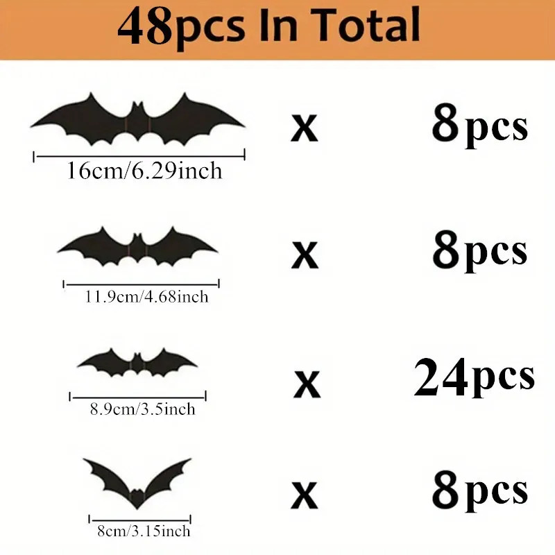 48pcs 3d Black Pvc Bat Halloween Decoration Scary Decor Props For Bar Room Wall Sticker Perfect F... | Temu Affiliate Program