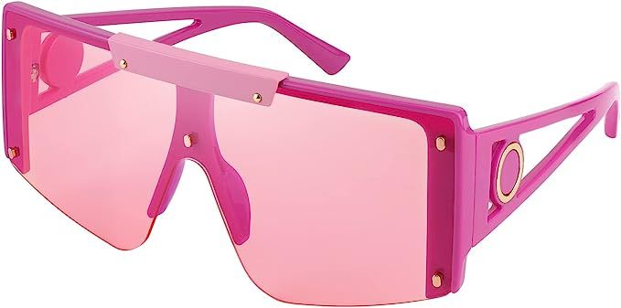 FEISEDY Oversized Square Flat Top Shield Sunglasses One Piece Frameless Stylish Women Men Shades ... | Amazon (US)