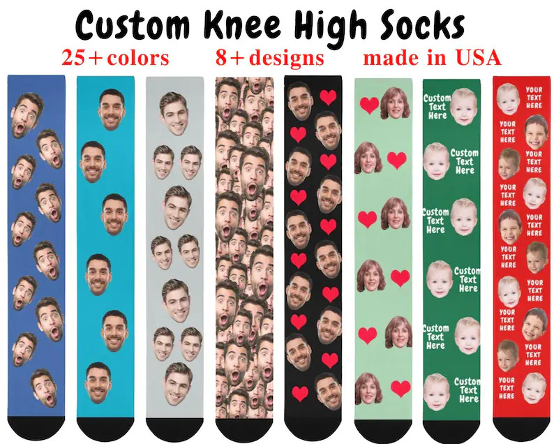 Custom Face Knee High Socks, Personalized Photo Gift for Dad - Etsy | Etsy (Global)