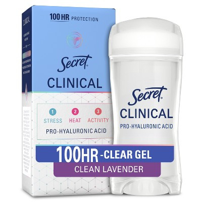 Secret Clinical 100HR Antiperspirant Deodorant for Women, Sweat & Odor Protection, Pro-Hyaluronic Acid, Clear Gel - Clean Lavender - 2.6oz | Target