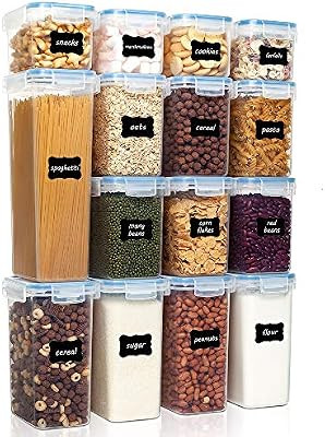 Vtopmart Airtight Food Storage Containers Set with Lids, 15pcs BPA Free Plastic Dry Food Canister... | Amazon (US)