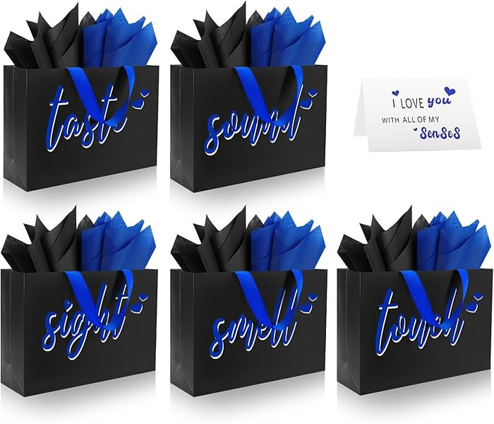 Epoesch 5 Senses Gift Bags for Him With Labels - Includes Tissue Paper & Greeting Card, Unique Bi... | Amazon (US)
