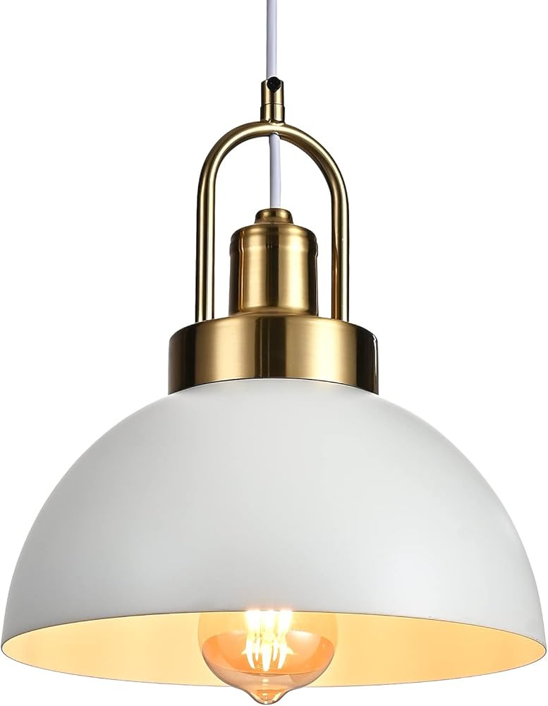 Vintage Pendant Light Fixture 9.84'' Rustic White Farmhouse Pendant Lighting Fixture Retro Dome P... | Amazon (US)