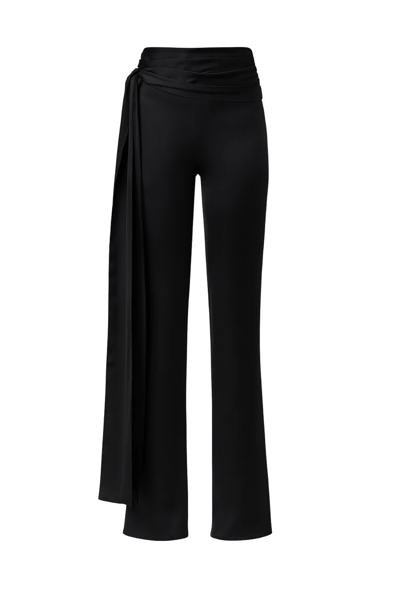ARCED SATIN TROUSERS IN BLACK | Nazli Ceren | CULT MIA | CULT MIA UK LTD
