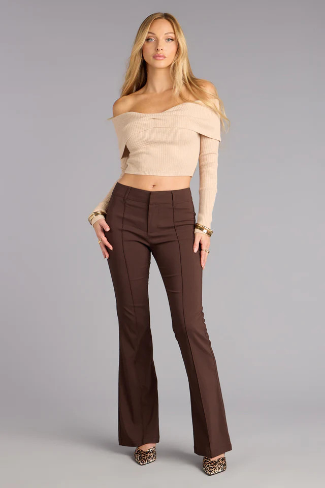Sleek Polish High-Rise Flare Trouser Pants | Windsor Stores