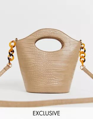 My Accessories London Exclusive mock croc bucket cross body bag with resin strap detail | ASOS UK