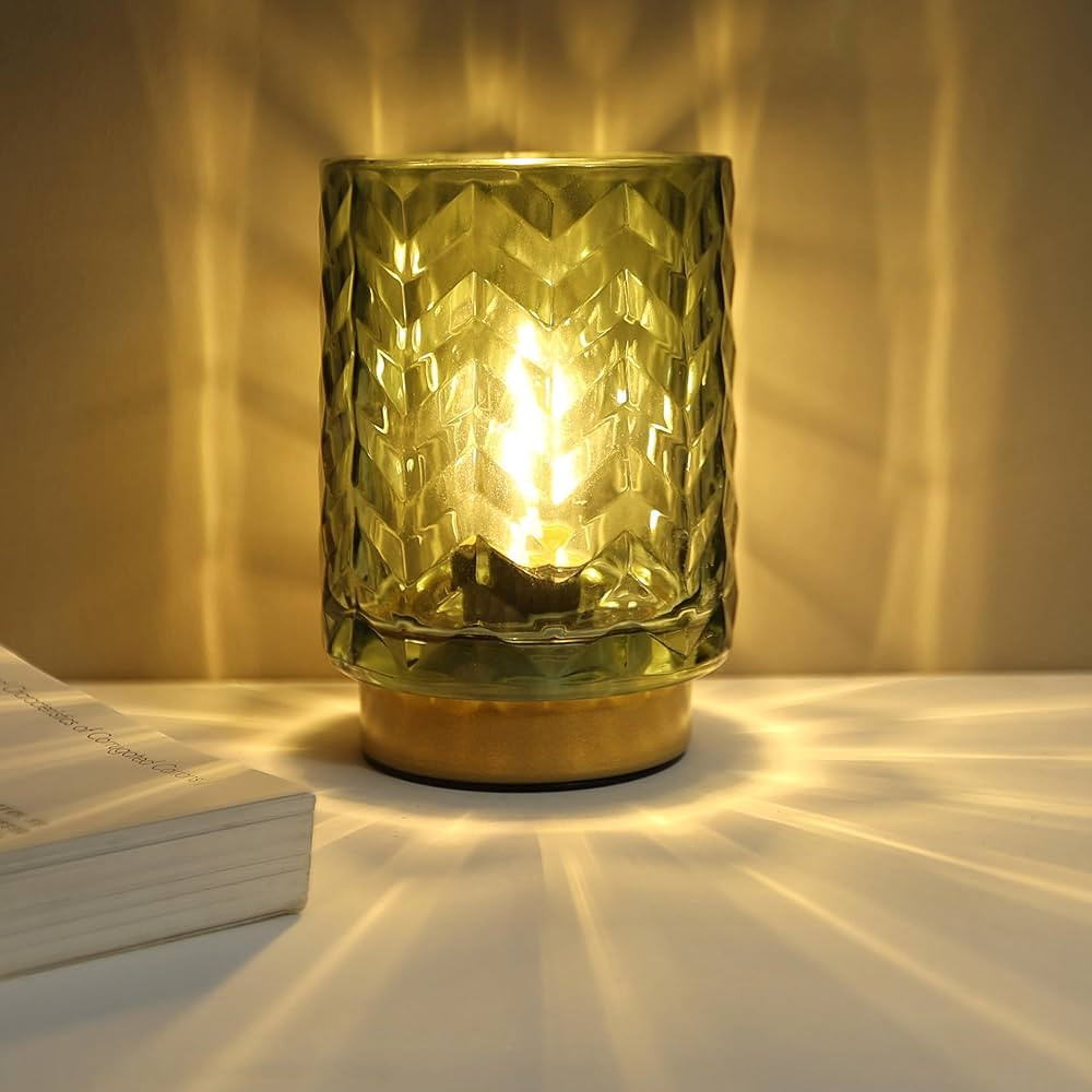 Battery Operated Lamp with Timer, Small Table Lamp with LED Bulb, Glass Cordless Lamps Beside Tab... | Amazon (US)