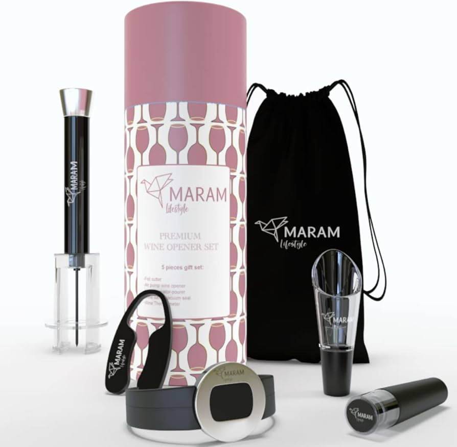Maram - Set de Sacacorchos manual de bomba de aire y termómetro digital de botella - Accesorios ... | Amazon (ES)