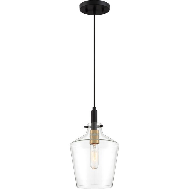 Quoizel June Earth Black Transitional Clear Glass Bell Mini Pendant Light Lowes.com | Lowe's