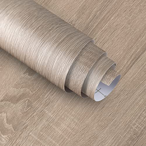 Boobest Gray Brown Wood Grain Contact Paper Waterproof Faux Wood Wallpaper Peel and Stick Countertops Light Oak Contact Paper for Cabinets Self Adhesive Wallpaper Wood Stickers 15.74"x 196" Vinyl Wrap | Amazon (US)