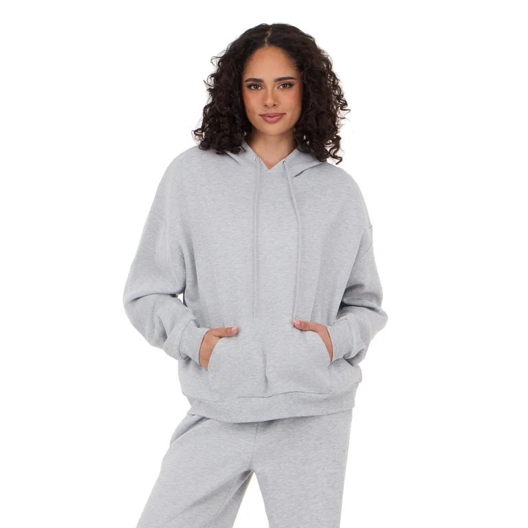 Forever 21 Women's Heather Grey Athleisure Hoodie Sweatshirt, Oversized Fit for Cozy Everyday Lay... | Walmart (US)