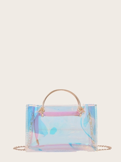 Iridescent Satchel Chain Bag | ROMWE | ROMWE