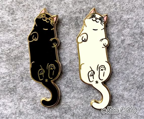 Kitty Belly Black and White Cat Enamel Pins | Etsy | Etsy (US)