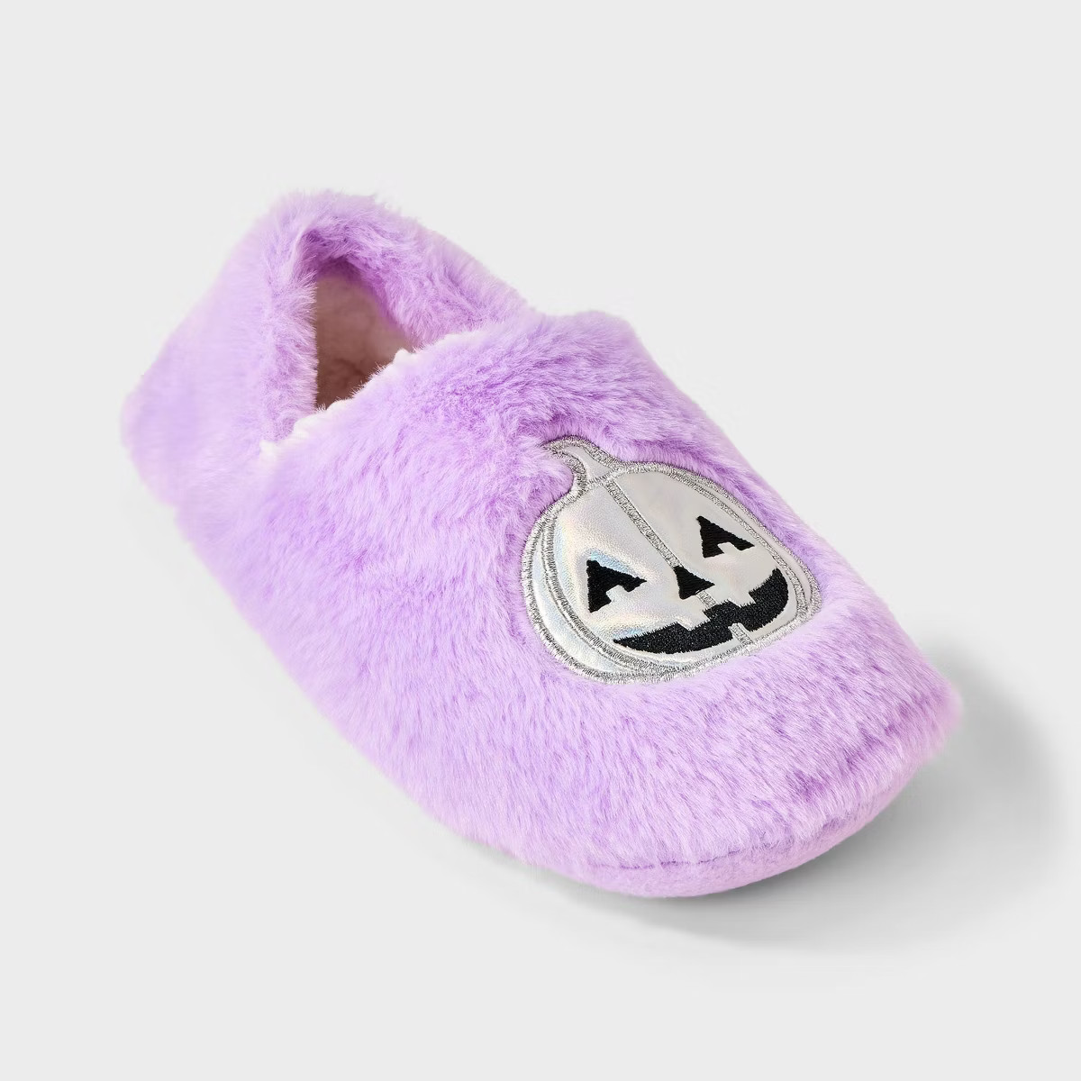 Women's Iridescent Pumpkin Halloween Faux Fur Slipper Socks with Grippers - Hyde and EEK! Boutiqu... | Target