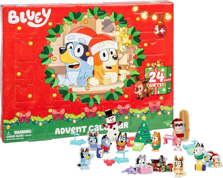 Bluey Mini Figures Christmas Advent Calendar, 24-Day Christmas Calendar Countdown with Festive Bi... | Amazon (US)