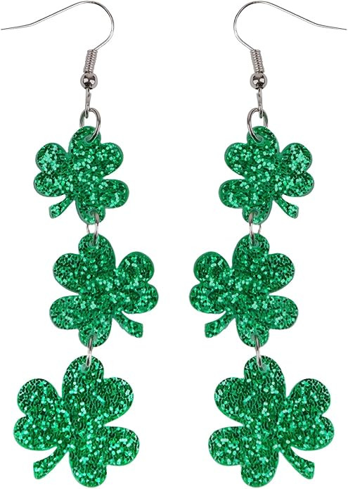 St Patricks Day Earrings, Green Shamrock Dangle Earrings for Women Girl, St. Patrick's Day Access... | Amazon (US)