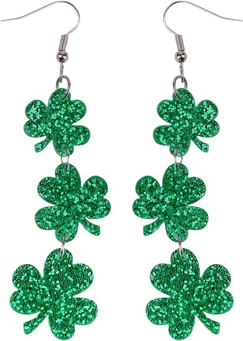 St Patricks Day Earrings, Green Shamrock Dangle Earrings for Women Girl, St. Patrick's Day Access... | Amazon (US)