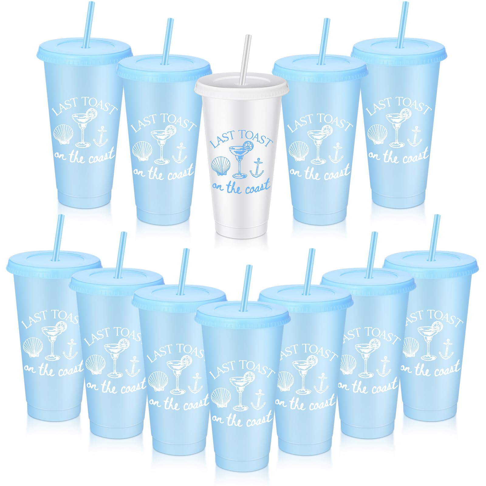 12 Pcs Last Toast on the Coasts Bachelorette Party Plastic Cups 24 oz Party Tumbler with Lids and... | Amazon (US)