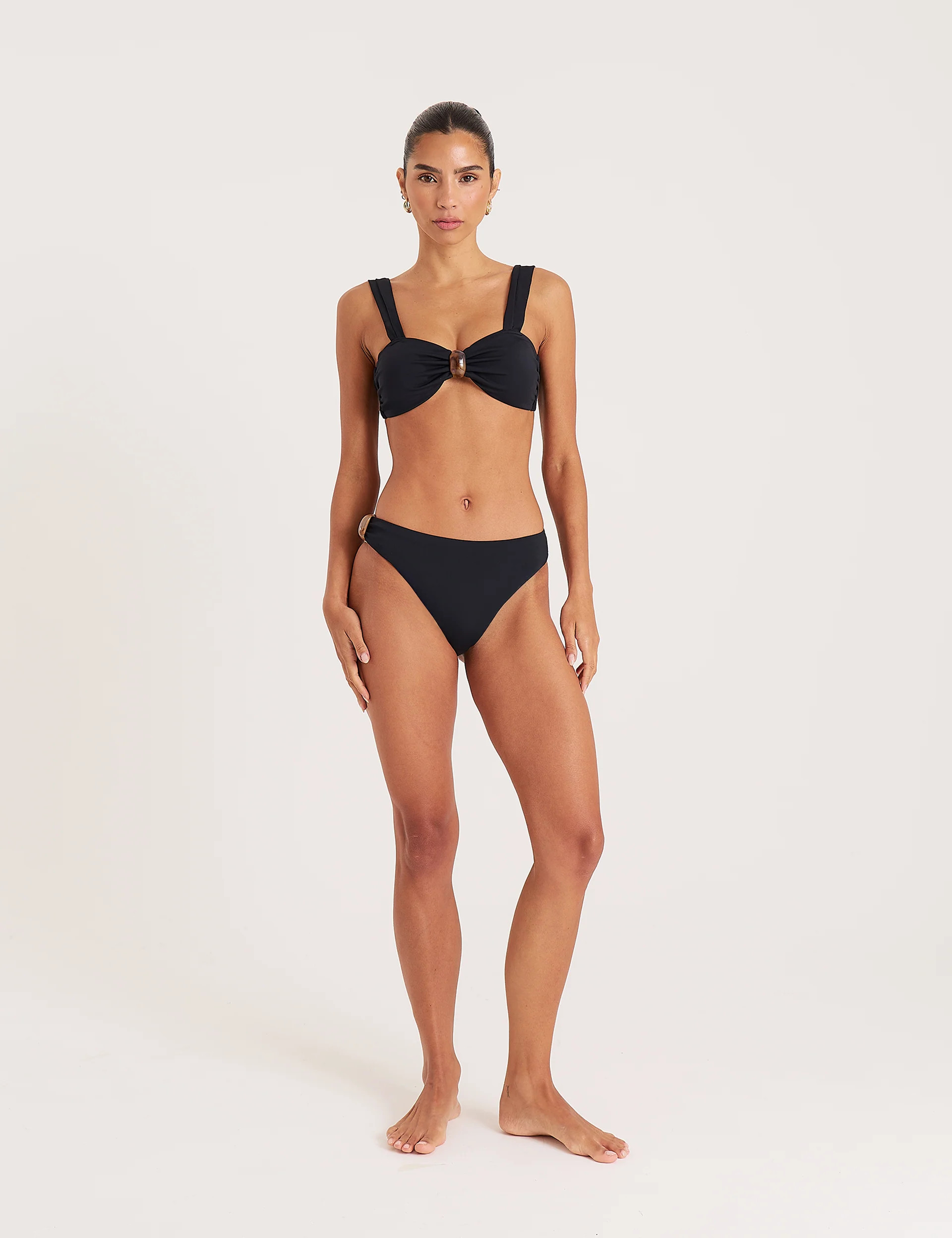 Women's Black High Leg Tortoiseshell Detail Bikini Bottom | Vera | 4th & Reckless | 4th & Reckless