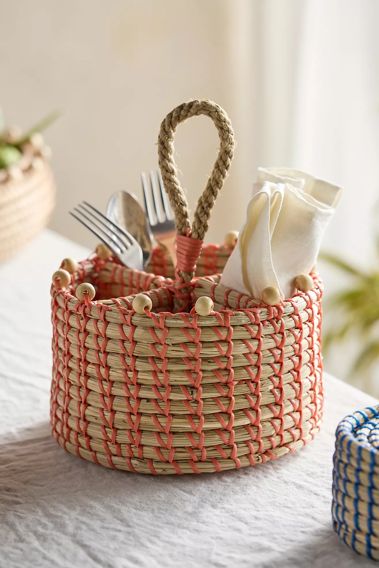 Beaded Seagrass Utensil Holder | Anthropologie (US)
