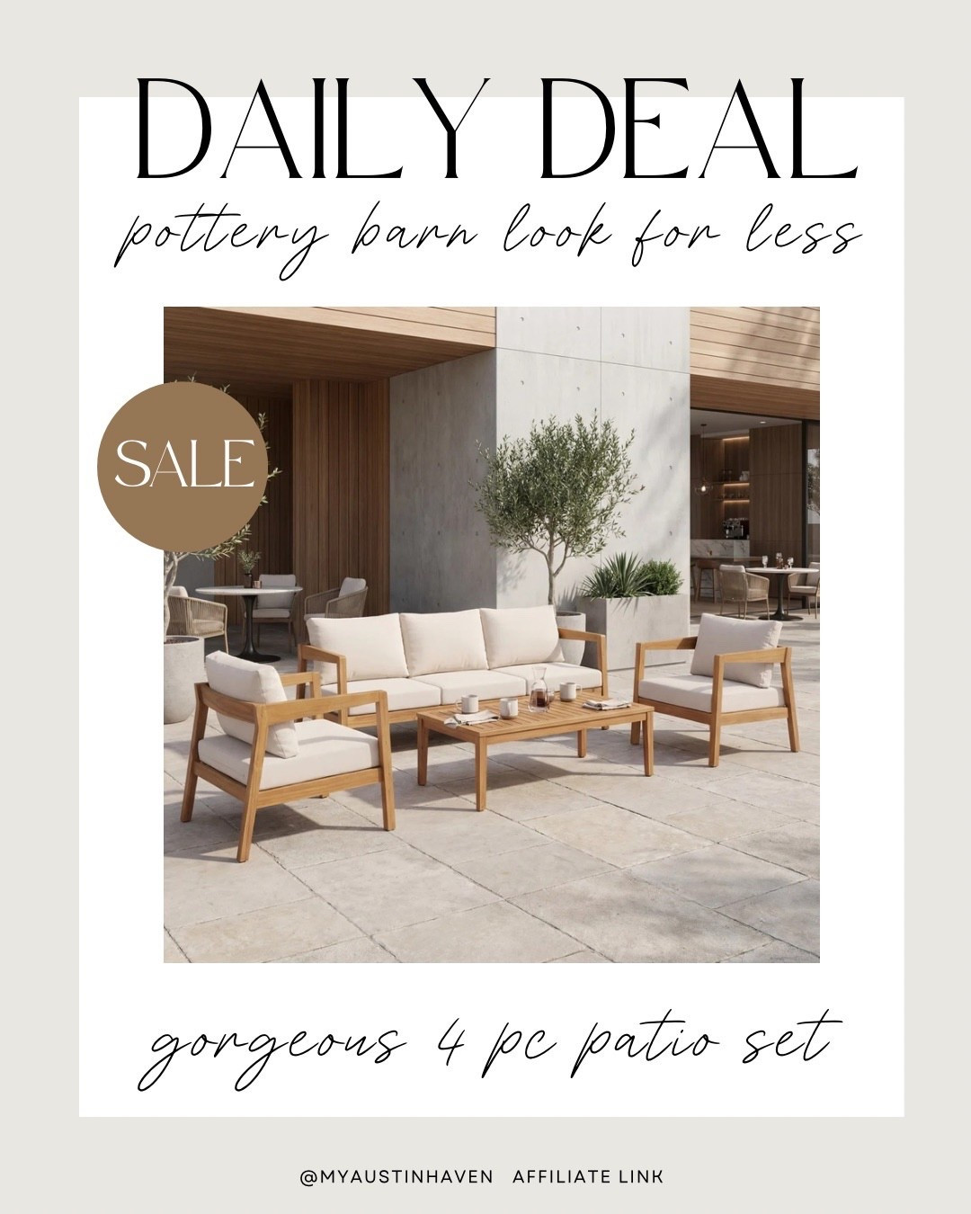 ✨ Daily Deal ✨

This gorgeous 4 pc patio set looks like Pottery Barn but it’s 1/5 of the cost!!


Timeless seating, classic stripes, cozy lighting & pieces that make your space feel resort-ready without leaving home.

Wayfair patio, outdoor furniture sale, patio refresh, outdoor sofa, patio chairs, striped outdoor rug, scalloped umbrella, fire pit table, outdoor lanterns, exterior lighting, porch decor, neutral outdoor, backyard update, spring patio, outdoor living, modern classic patio, deck styling, patio makeover, entertaining outside, warm weather setup

#patioseason #patioset #patiodecor #outdoorliving #outdoordecor  

#LTKSaleAlert #LTKHome #LTKSeasonal