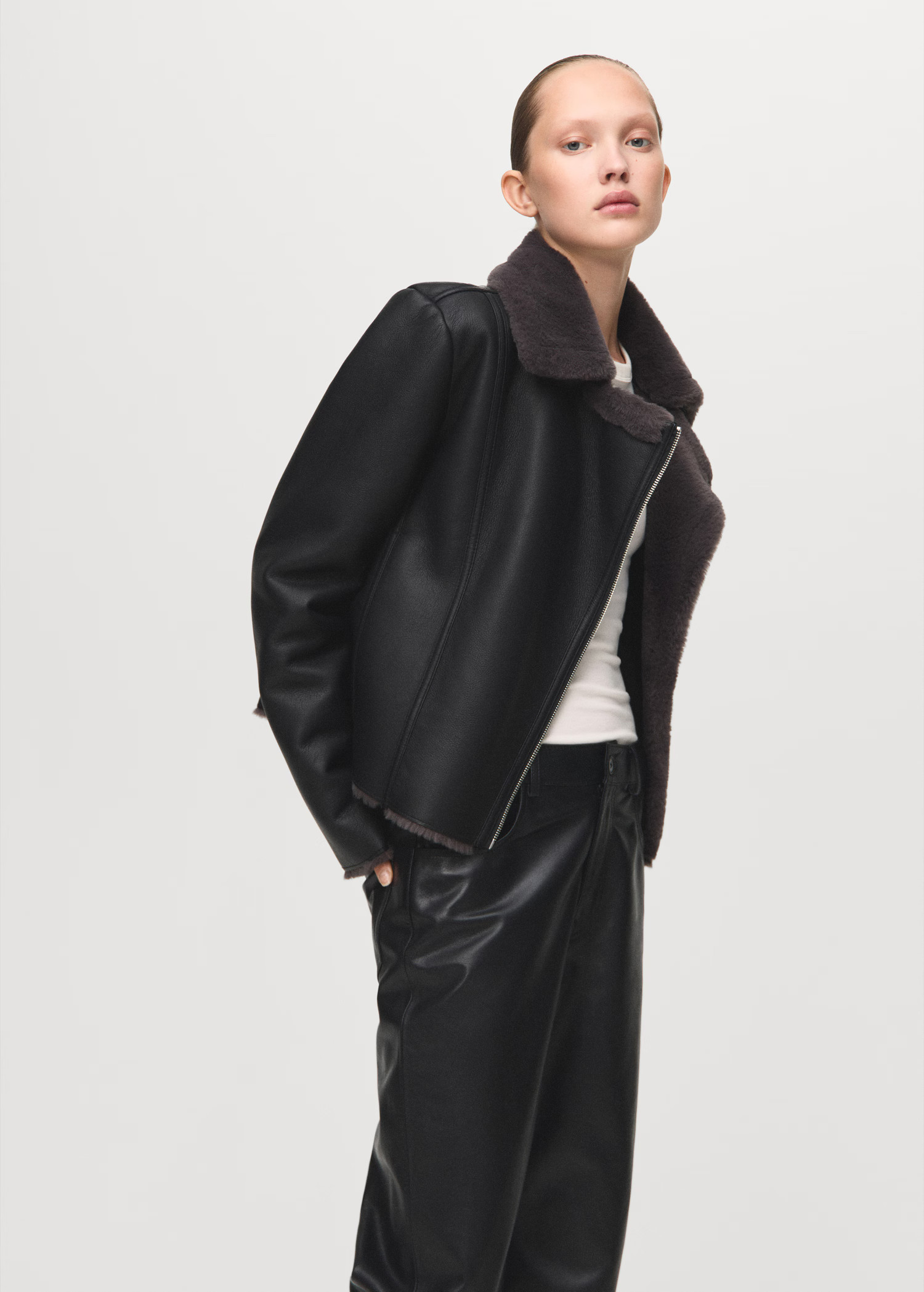 Faux-fur biker jacket - Women | MANGO USA | Mango (US/MX/AU)