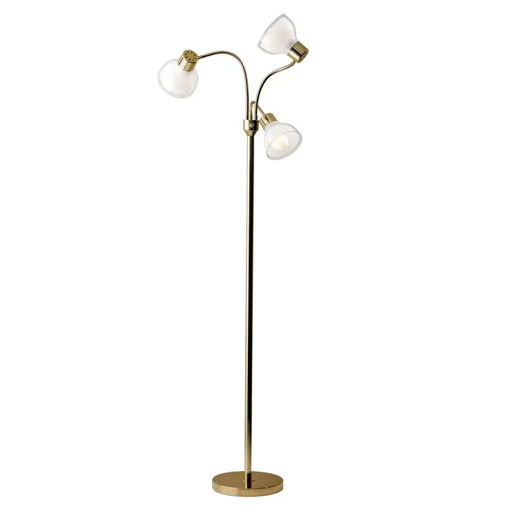 69" Presley 3 Arm Floor Lamp Gold - Adesso | Target