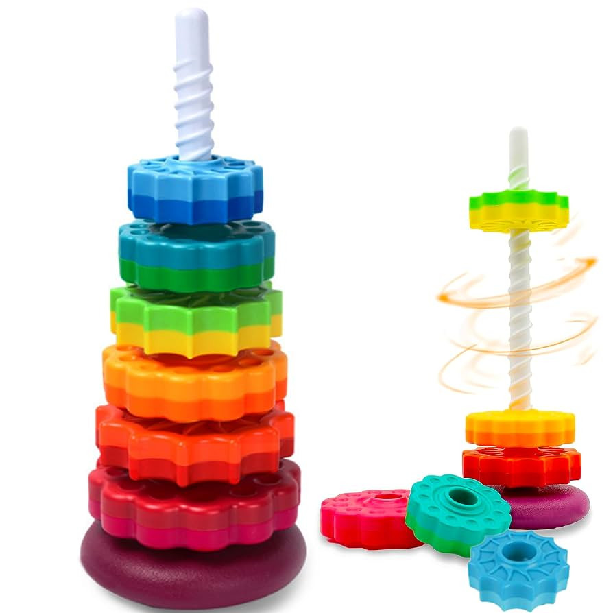Baby Spinning Toy, Stacking Toy for Babies and Toddlers, Educational Toddler Learning Toys, Rainb... | Amazon (US)