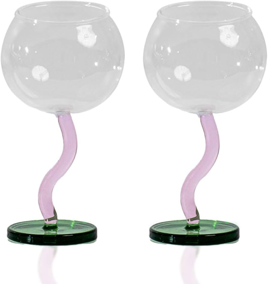 2Pack Colored Wine Glasses Muticolor Wine Glass Stemmed Glassware Fun Goblet Cocktails Glass Colo... | Amazon (US)