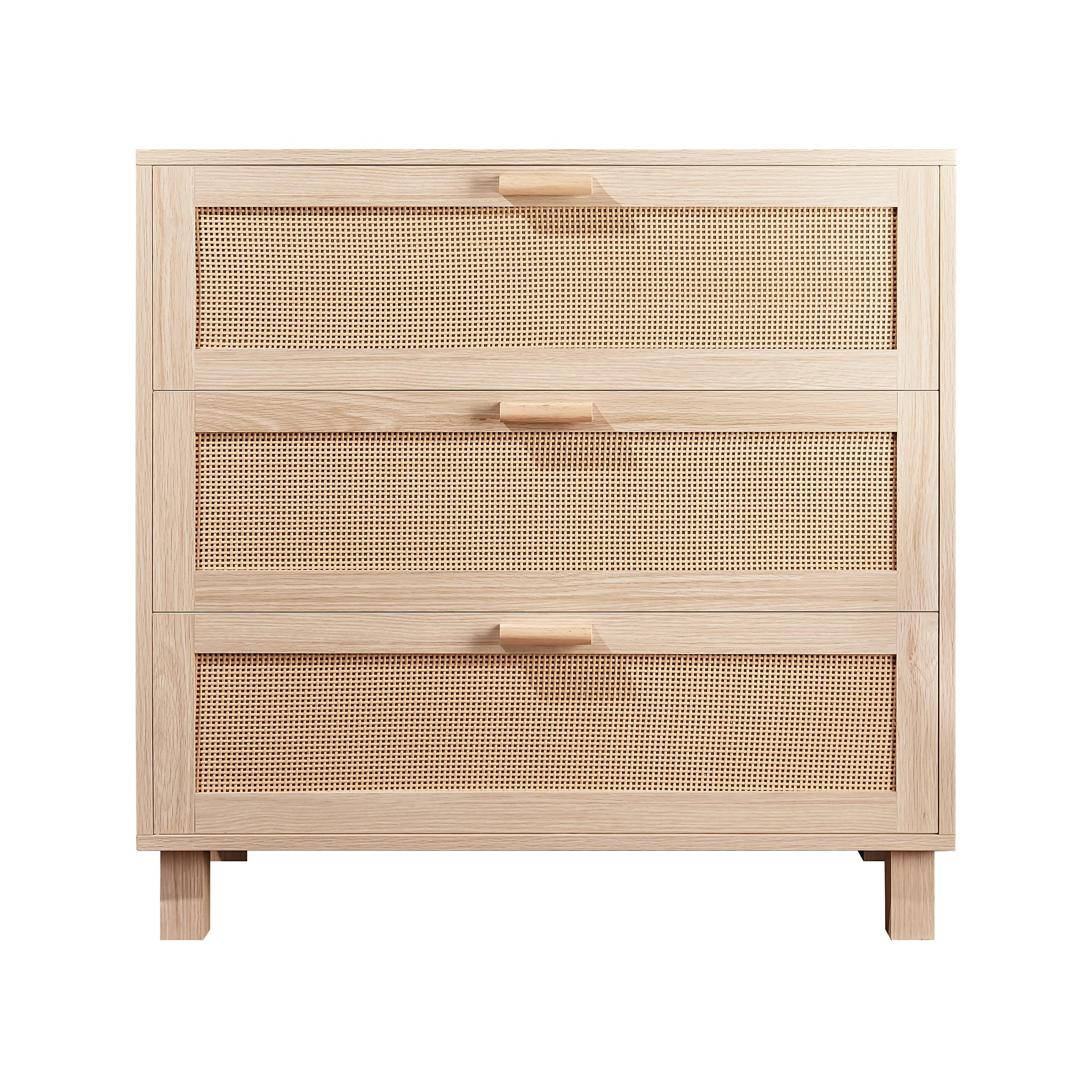 3 Drawer Dresser, Rattan Chest of Drawers, GRAFICIAL Closet Storage Bedside Table Dresser for Bed... | Amazon (US)