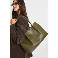 boohoo Women's Top Handle Large Tote Bag in Khaki | Boohoo.com (UK & IE)