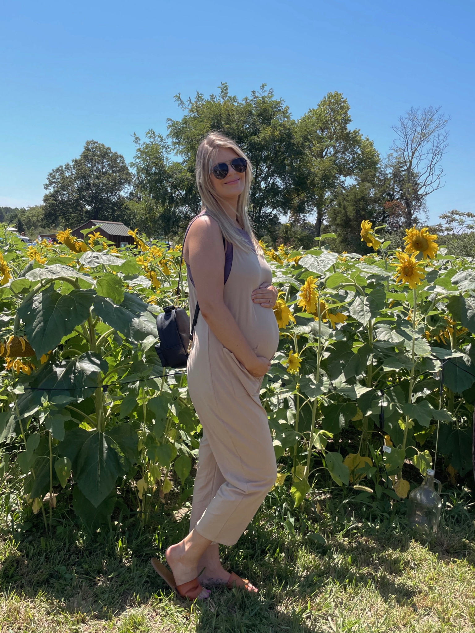 Comfiest maternity outfit!! (Even if your not pregnant) Jumpsuit is @bebesalonandboutique—linked similar shoes and accessories!! Steve Madden purses on sale too! 

#LTKSeasonal #LTKsalealert #LTKbump