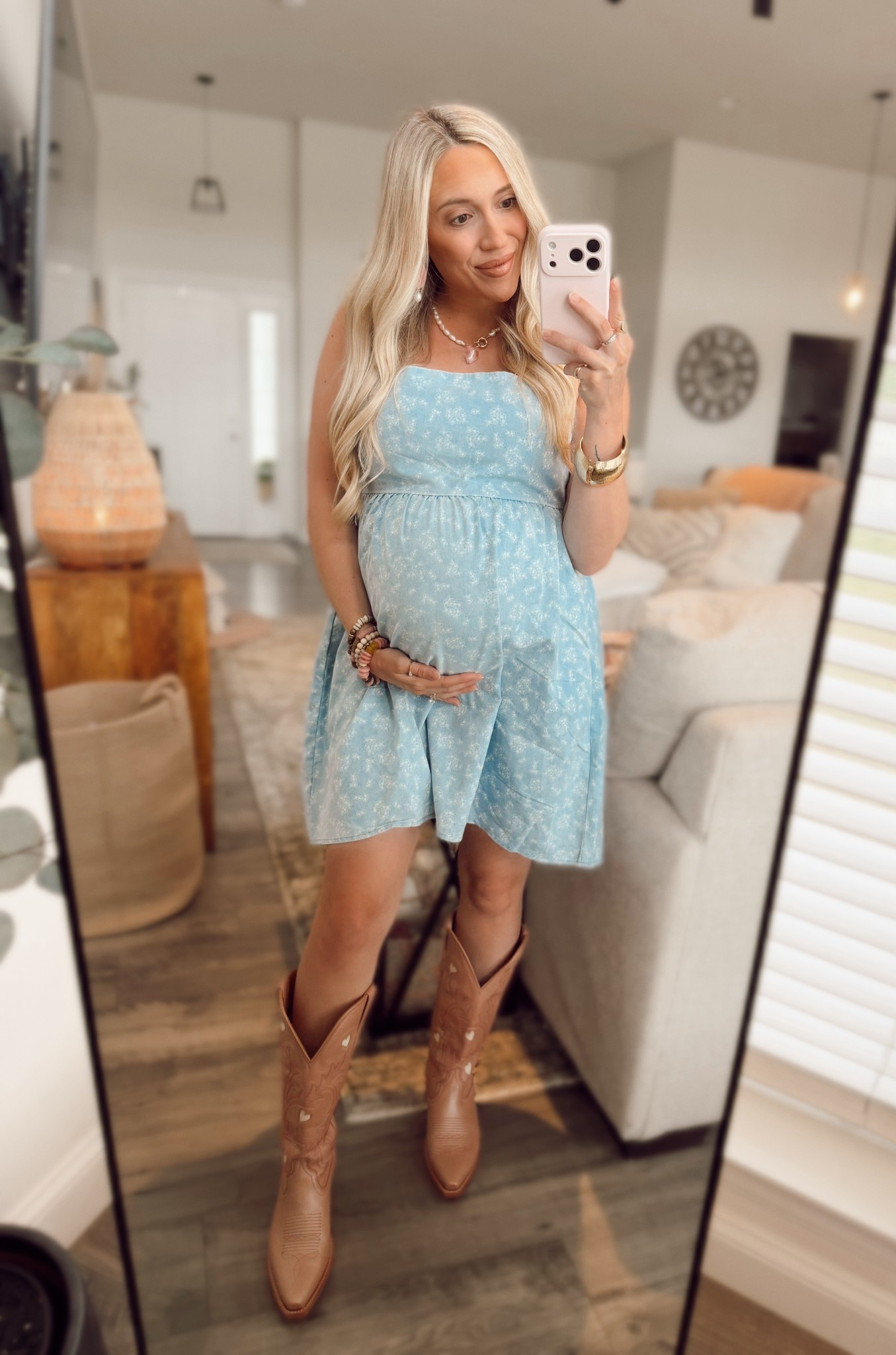 loving this little cotton midi dress from pinkblush maternity - perfect for my spring and summer mamas pregnancies! I’m in a size small! This dress is breastfeeding friendly + is perfect for postpartum as well! Throw on a strappy sandal, cowgirl boot, or even a sneaker and you’re good to go! Such a versatile dress! 

#LTKBump #LTKmomlife #LTKootd