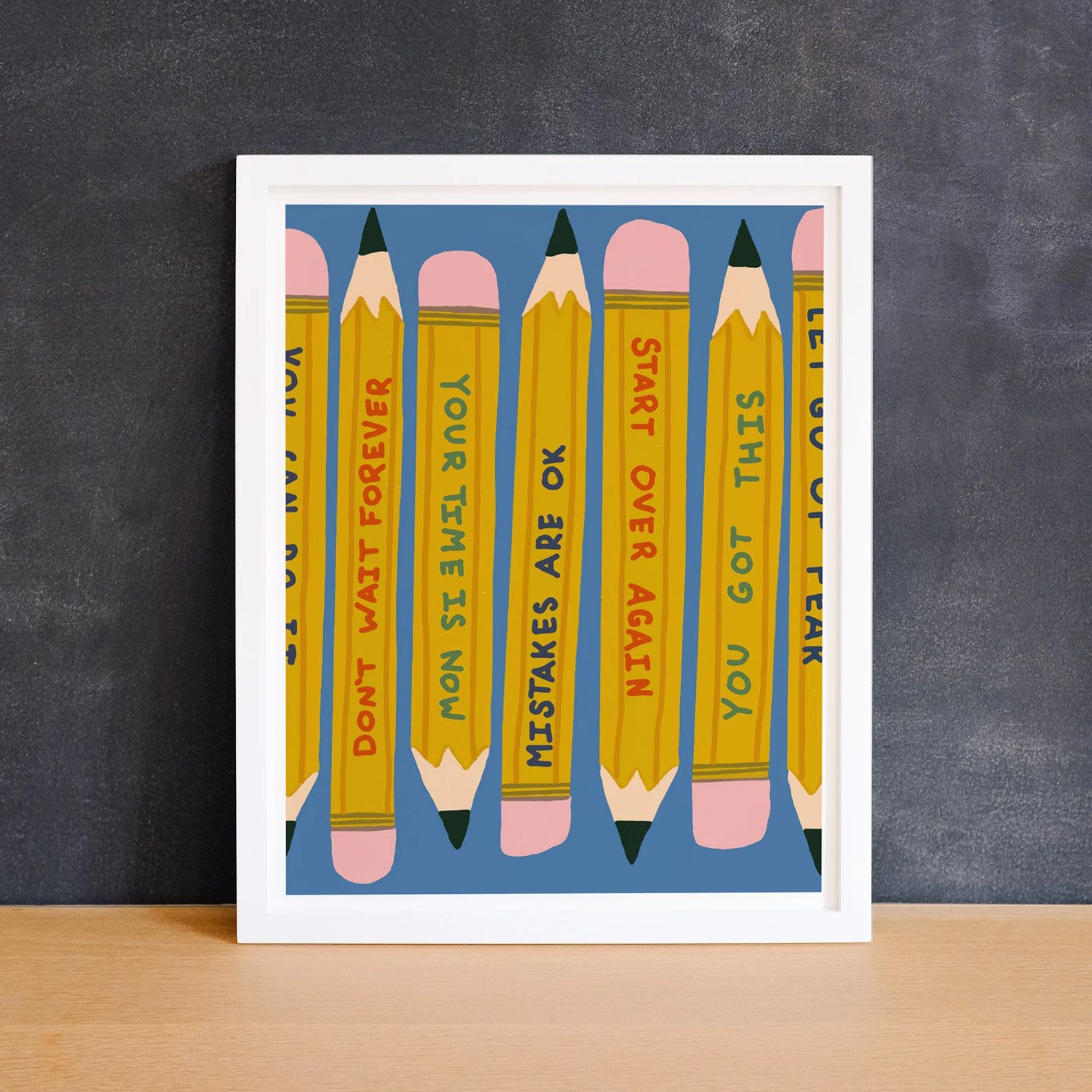 Back to School Pencils Art Print Giclee - Power Up Inspirational Positive Sayings Wall Art  -Illu... | Etsy (US)