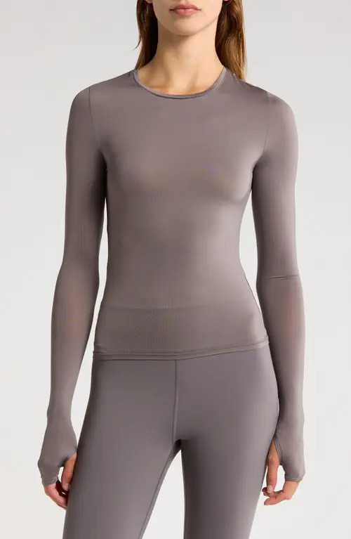Daughter Lessons Performance Slip Mesh Top in Dark Gray at Nordstrom, Size Small | Nordstrom