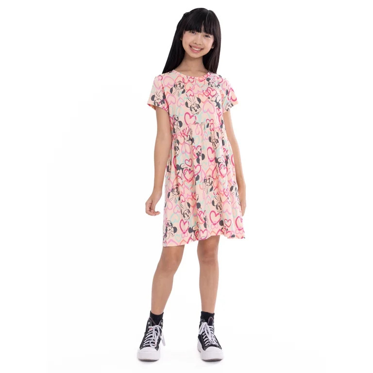 Minnie Mouse Girls Dress with Short Sleeves, Sizes XS-L - Walmart.com | Walmart (US)