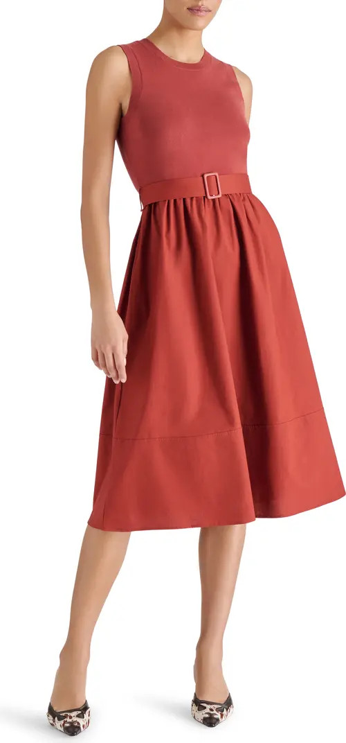 Steve Madden Rhodes Mixed Media Midi Dress | Nordstrom | Nordstrom