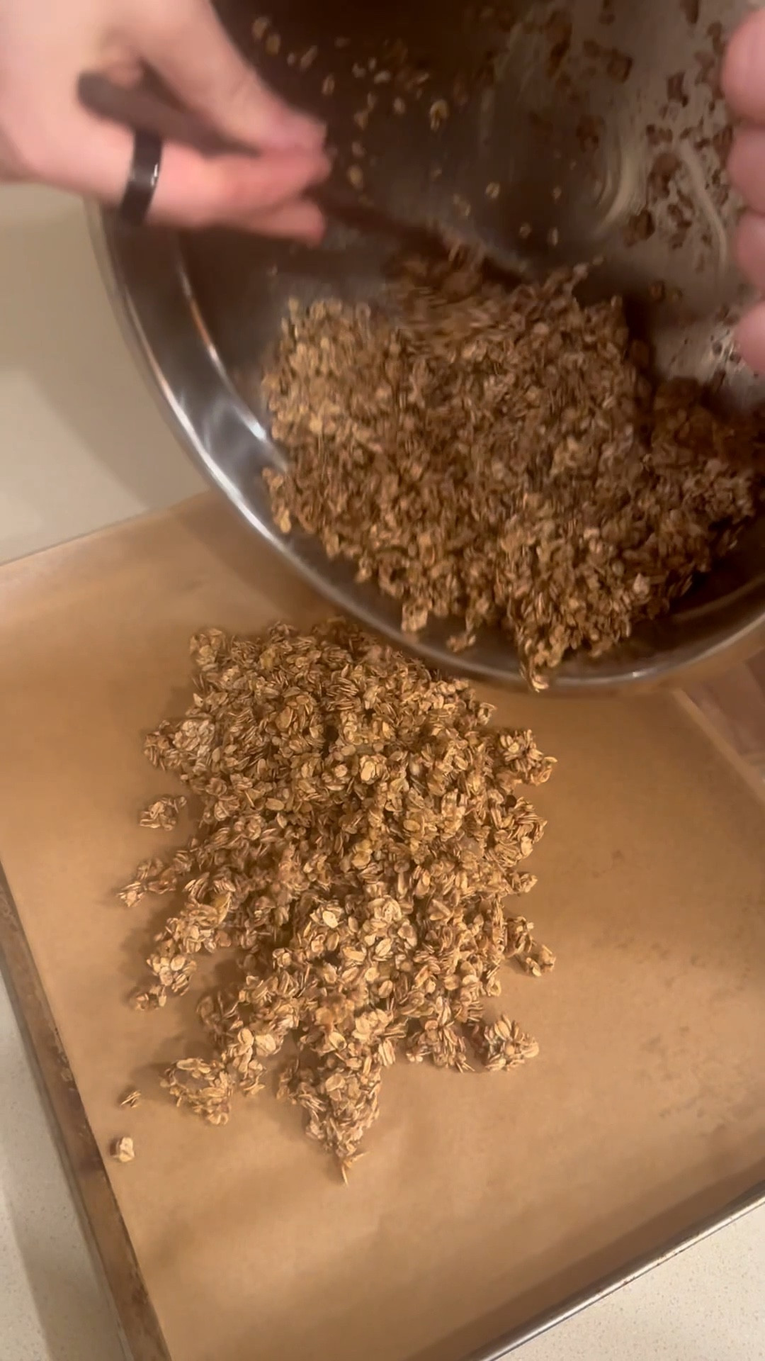 A new addition to our #MadeFromScratch list! (Because the prices of “healthy” granola at the store have been making my stomach churn) 

We’re making our own homemade granola and then freeze drying it for breakfasts — think a cereal substitute with fruit and almond milk, in our mixed berry smoothies to keep us full longer, or paired with yogurt 😋

I’m OBSESSED with how delicious this is! Recipe is below because we don’t gate keep here ❤️

homemade granola recipe:
- 3 cups of organic oats
- 1-1.5 cups of nuts; we use a combo of walnuts and hazelnuts (in tiny pieces)
- 1/3 cup of coconut oil
- 1/2 cup pure maple syrup
- 2 teaspoons of cinnamon 
- 1/2 teaspoon of salt
- generous 1 teaspoon of vanilla extract

Bake at 300 degrees for 30 minutes

#LTKselfcare #LTKdayinmylife #LTKfoodie