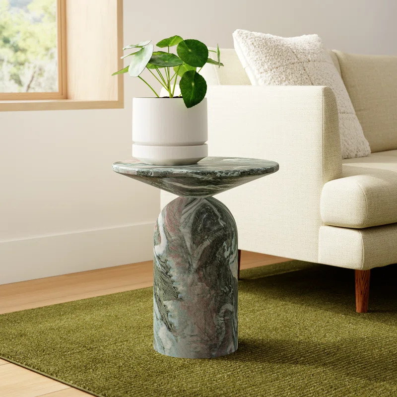 Dalissa Resin End Table with Marble Finish | Wayfair North America