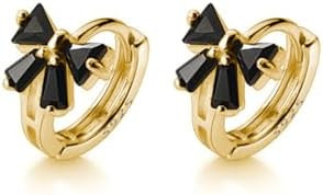 Reffeer Solid 925 Sterling Silver Bow Hoop Earrings Huggie for Women Teen Girls Black CZ Bowknot ... | Amazon (US)