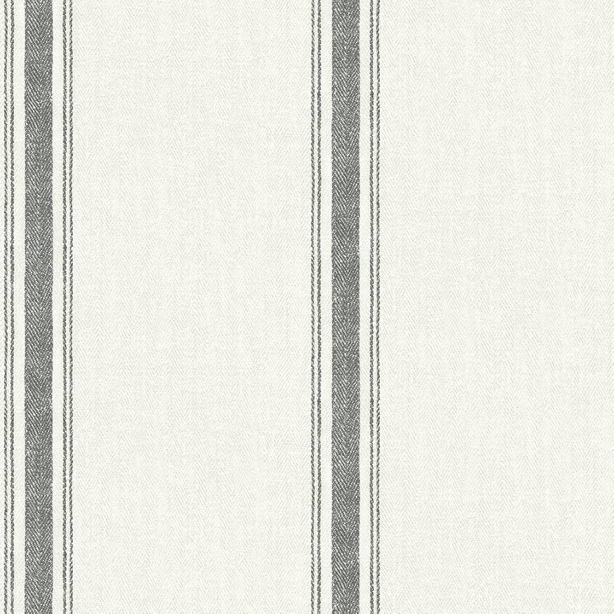 Chesapeake 3115-12461 Linette Fabric Stripe Wallpaper, Black | Amazon (US)