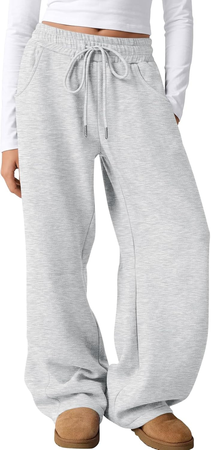 Trendy Queen Womens Wide Leg Sweatpants Baggy Fleece Lounge Barrel Pants | Amazon (US)