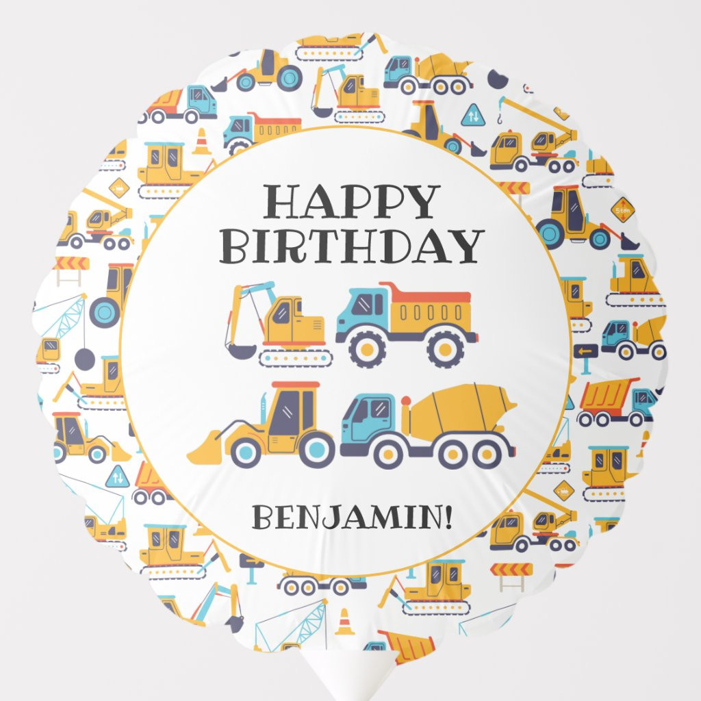 Construction Dump Trucks Vehicles Birthday Party | Zazzle