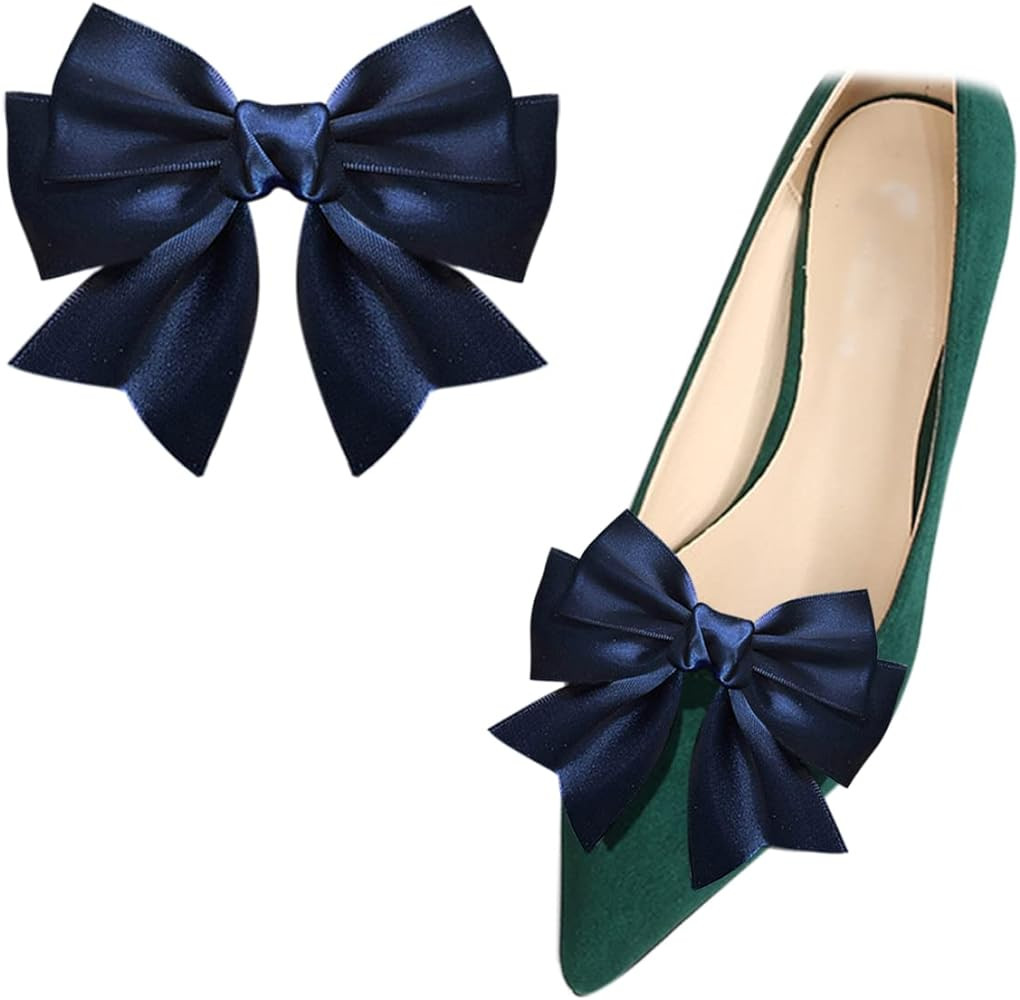 Women's Bow Shoe Clips - Detachable Satin Shoe Decoration - Cute Lolita Embellishment - Wedding P... | Amazon (US)