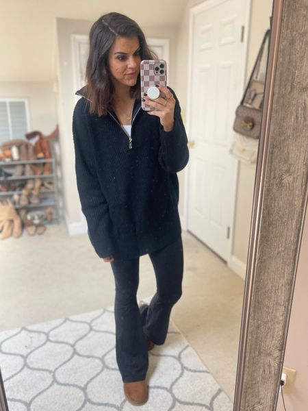 Todays ootd 

Amazon sweater- sized up 2 sizes to a L
Aerie flares- size small, 40% off!
Boots- Tts 
Amazon tank- size M

#LTKstyletip #LTKunder50 #LTKsalealert