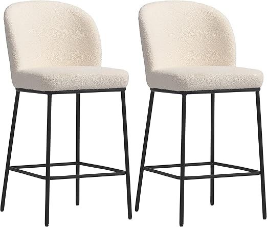 CorLiving Addison 25.5-in White Luxury Boucle Fabric Bar Stools - Set of 2 | Amazon (US)