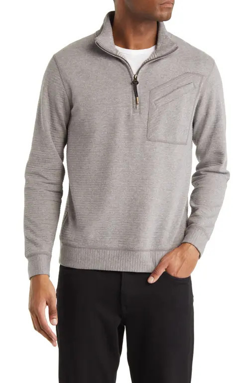 Billy Reid Quilted Half Zip Pullover in Medium Grey at Nordstrom, Size X-Large | Nordstrom