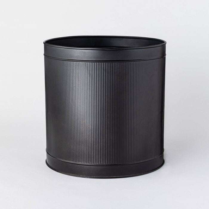 14.75" Ribbed Metal Planter Black - Threshold™ designed with Studio McGee | Target