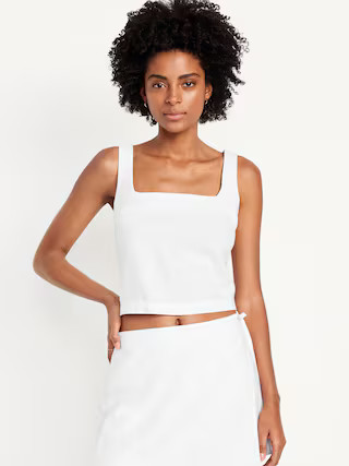 Sleeveless Linen-Blend Cropped Top | Old Navy (US)